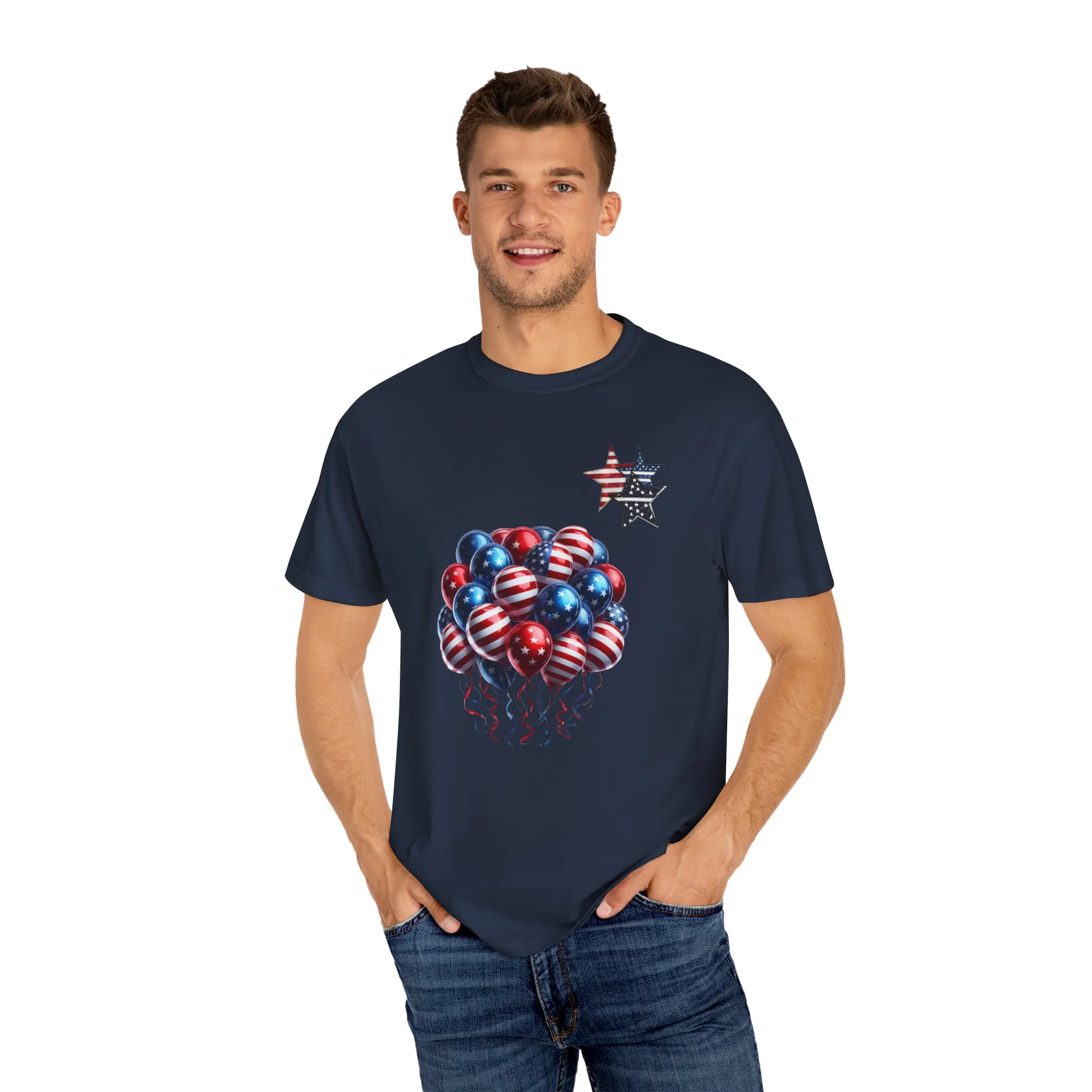 Patriotic Balloon T-Shirt | Unisex Garment-Dyed Tee for Independence Day Celebrations - Image 18