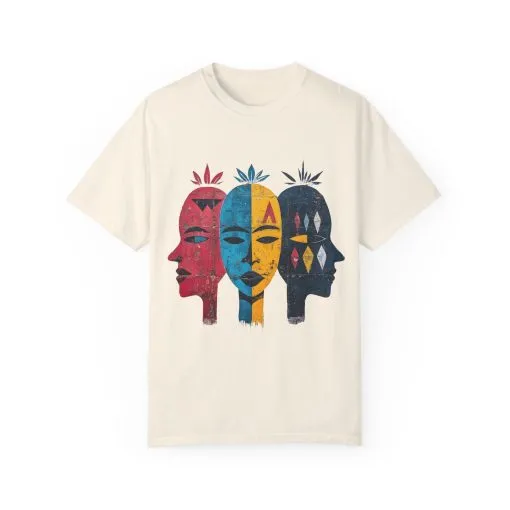 Vibrant Faces Unisex Garment-Dyed T-Shirt - Artistic Expression for Everyday Wear - Image 5