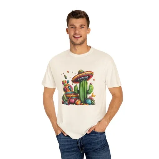 Vibrant Cactus Fiesta T-Shirt - Unisex Garment-Dyed Tee for Summer Celebrations - Image 3