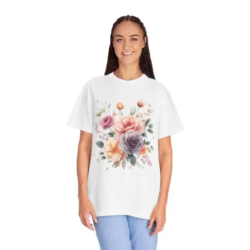 Floral Garden Unisex Garment-Dyed T-Shirt | Soft and Stylish Tee for Spring and Summer Occasions