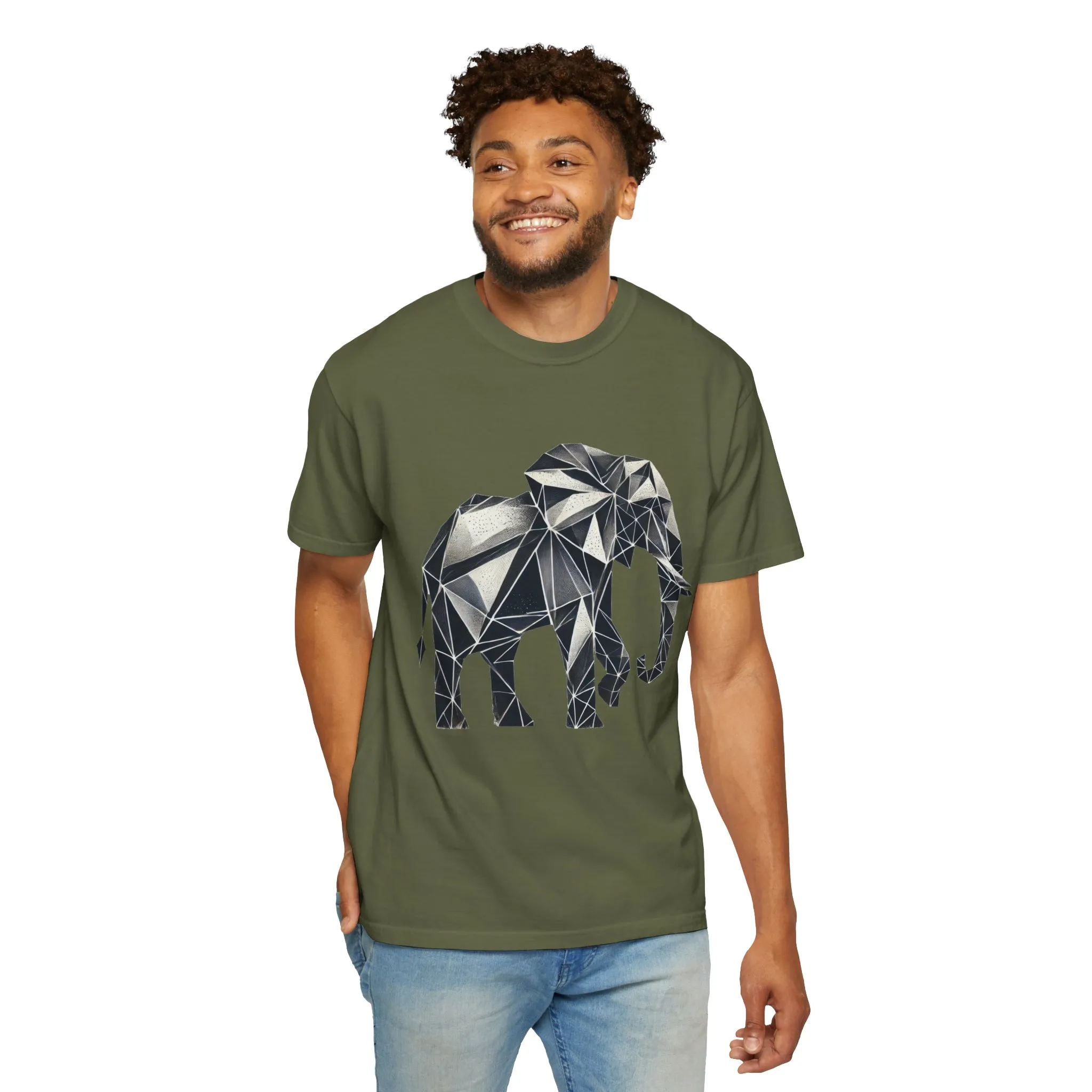 Geometric Elephant Unisex Garment-Dyed T-Shirt - Image 8