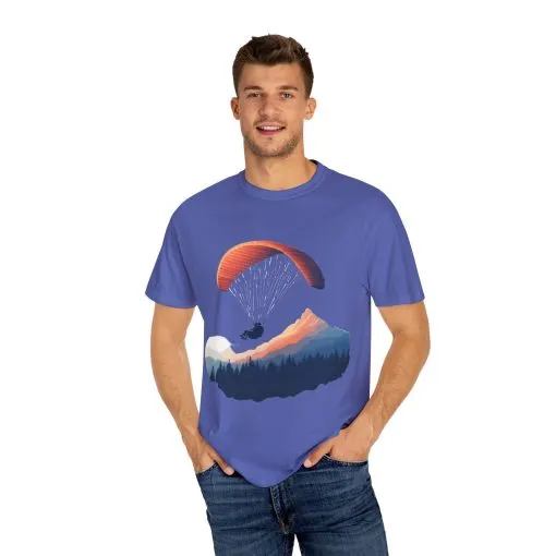 Adventure Awaits Unisex Garment-Dyed T-shirt - Paragliding and Mountain Design - Image 23