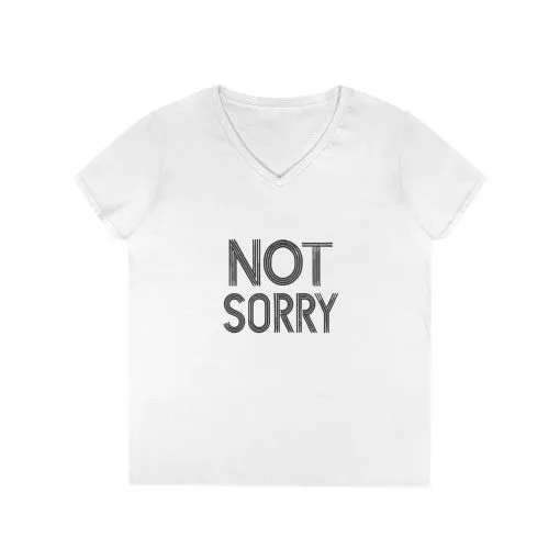 Not Sorry Ladies' V-Neck T-Shirt - Casual Statement Tee for Confident Women - Image 3