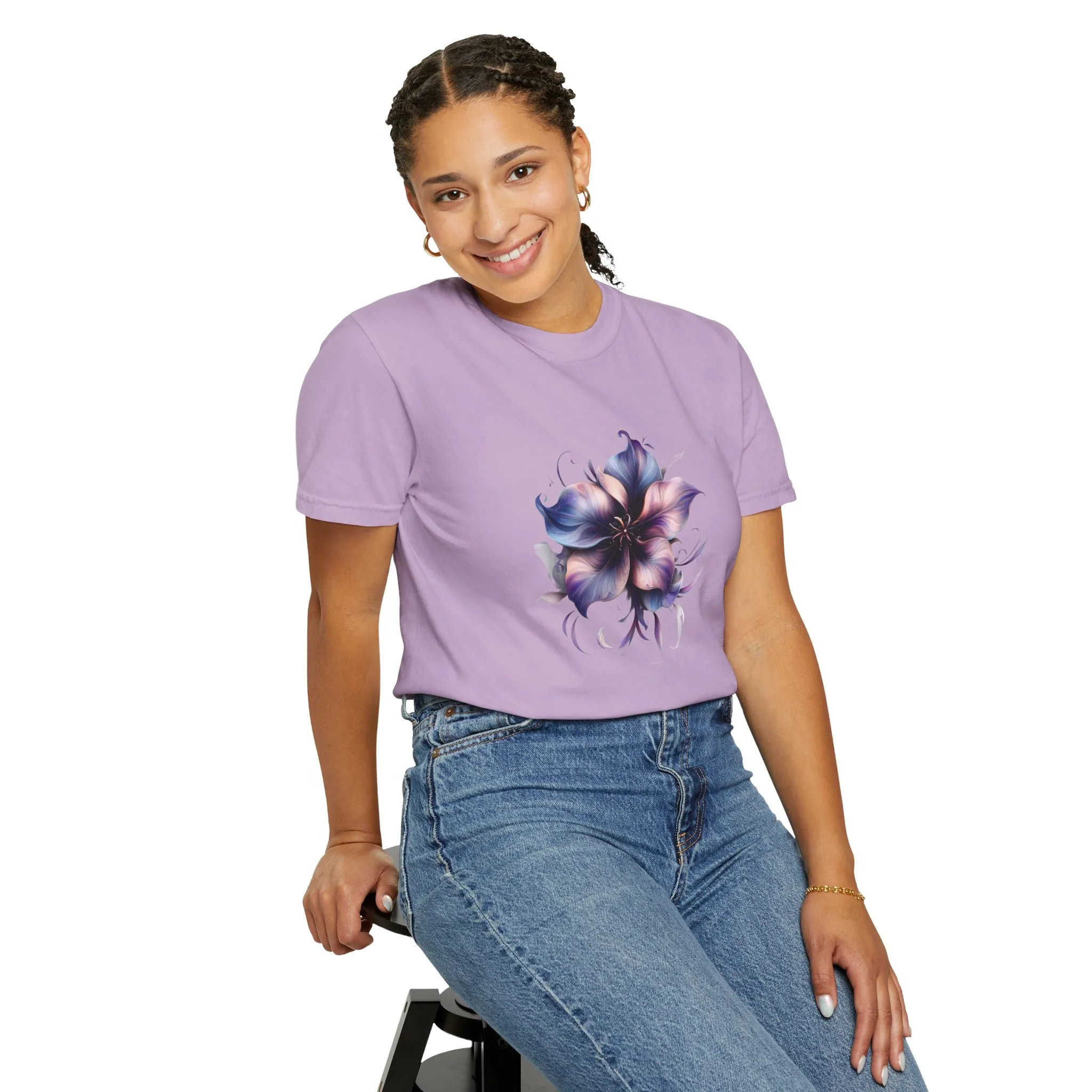 Floral Unisex Garment-Dyed T-Shirt - Vibrant Flower Design for Nature Lovers - Image 4