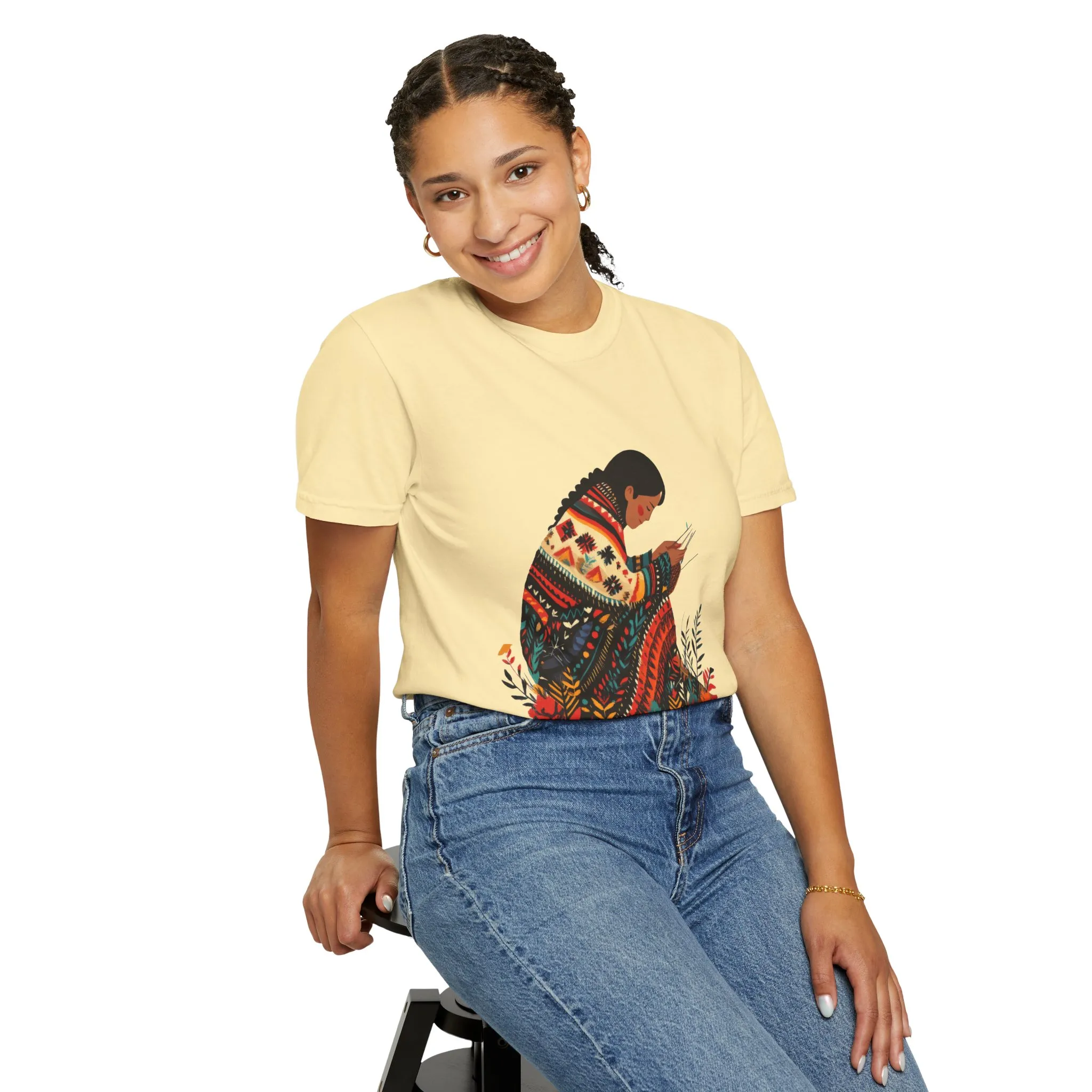 Cultural Heritage Unisex Garment-Dyed T-Shirt - Artisan Design - Image 4