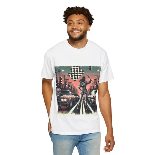 Retro Racing Flag T-Shirt - Unisex Garment-Dyed Tee for Car Enthusiasts - Image 8