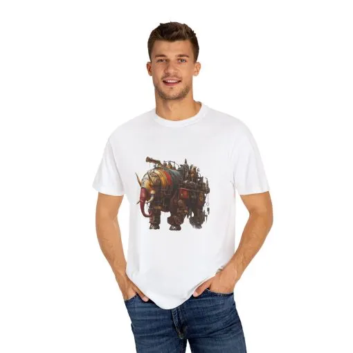 Vintage Steampunk Elephant T-Shirt - Unisex Garment-Dyed Tee