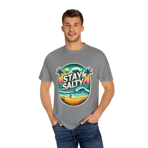 Stay Salty Unisex Garment-Dyed T-Shirt – Perfect for Beach Lovers & Summer Vibes - Image 31