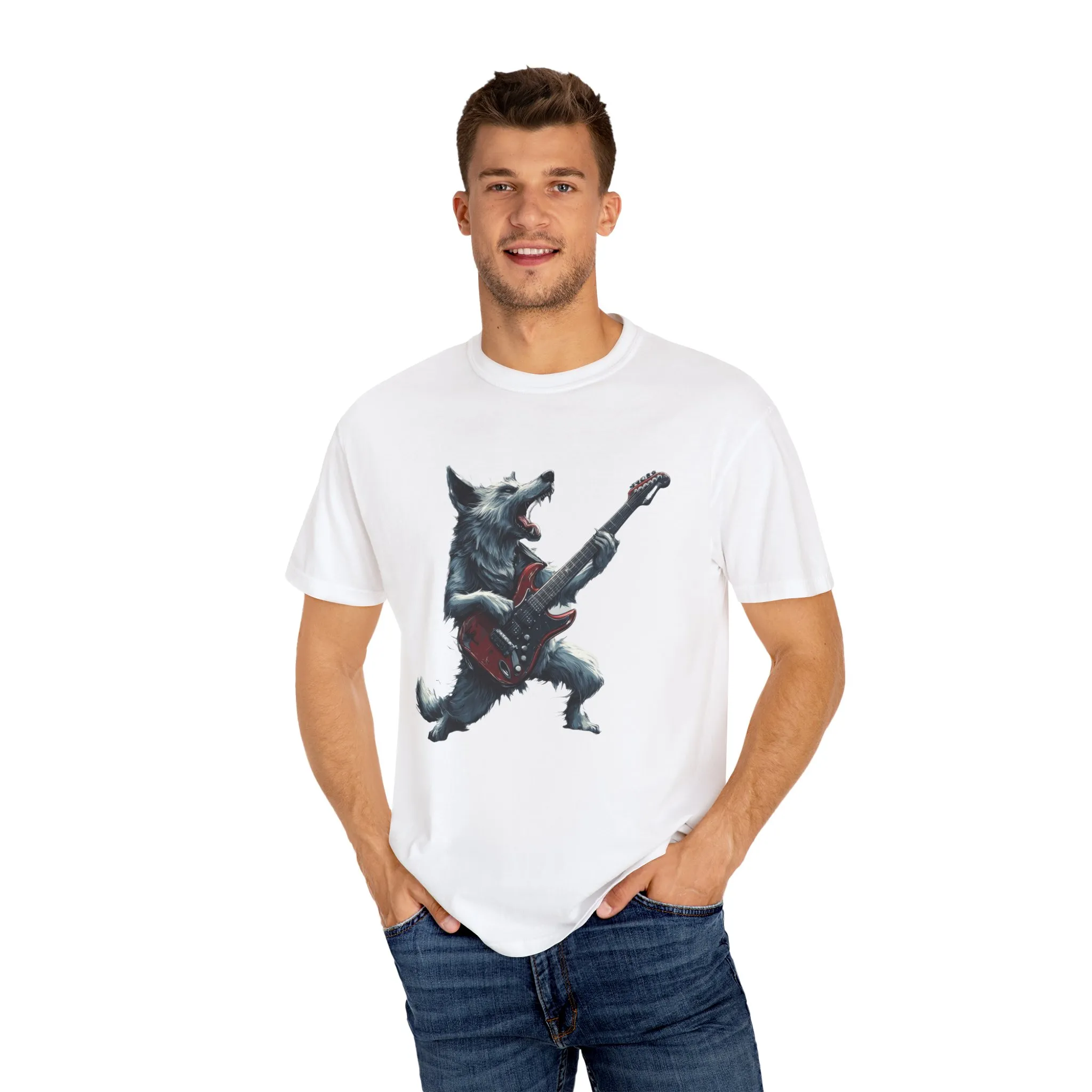 Rocking Wolf Unisex Garment-Dyed T-Shirt - Music Lover's Tee - Image 7
