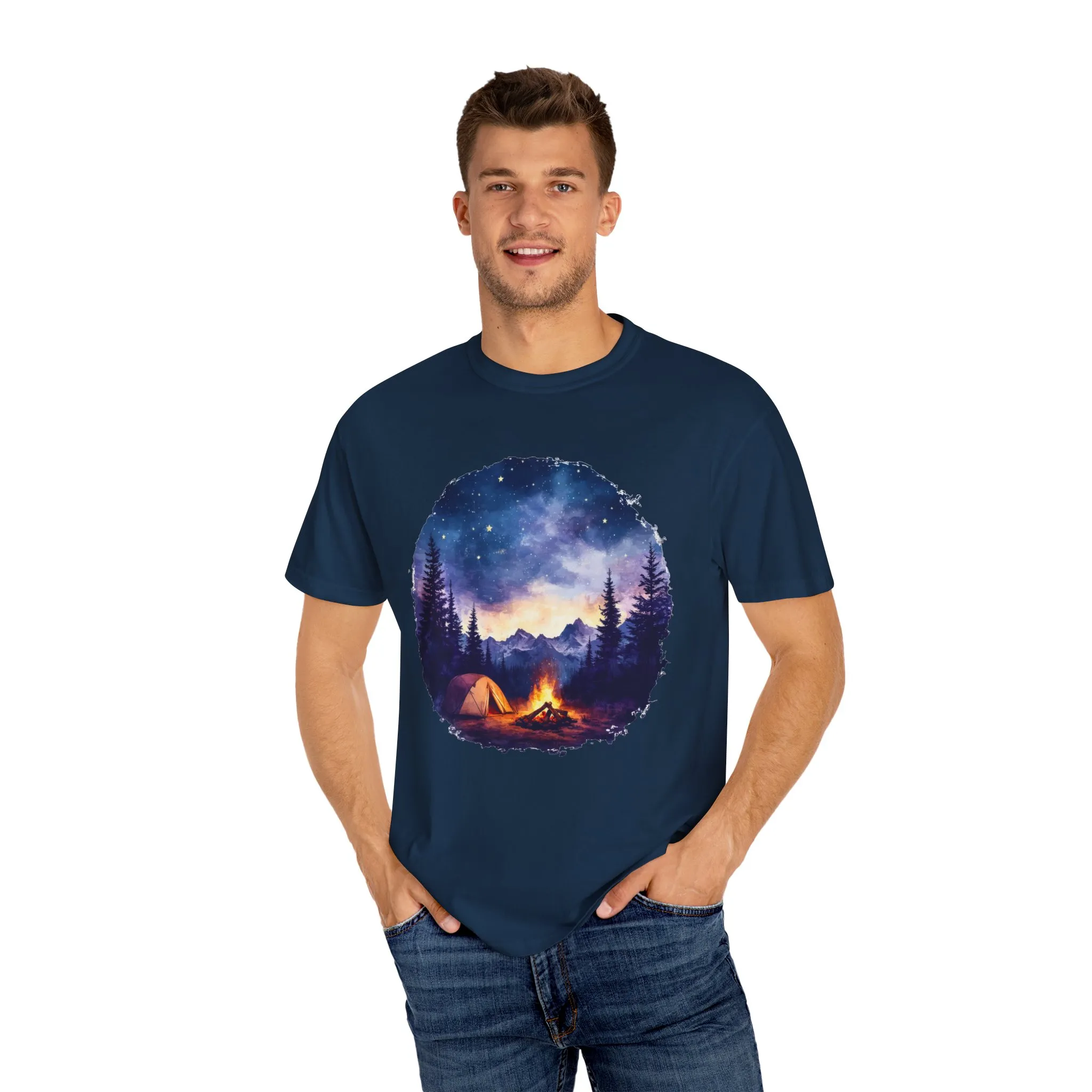 Campfire Night Sky Unisex Garment-Dyed T-Shirt - Image 23