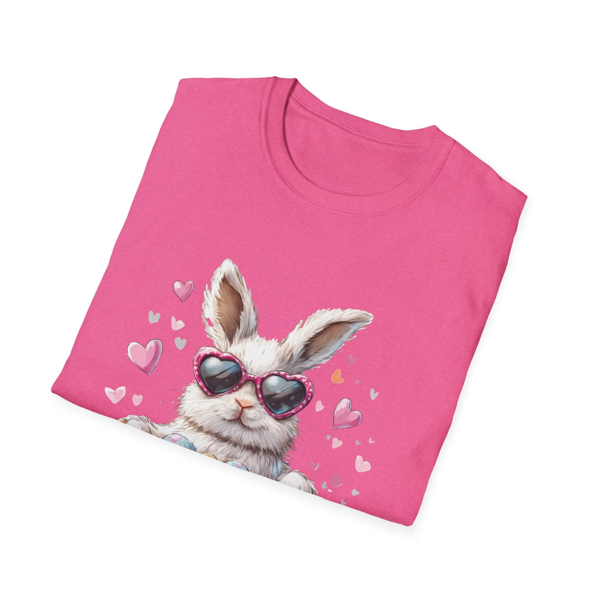 Cute Bunny Easter T-Shirt - Unisex Softstyle Tee with Colorful Egg Design - Image 58