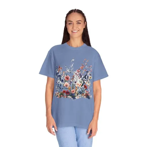 Floral Garden Unisex Garment-Dyed T-Shirt - Nature-Inspired Design - Image 12