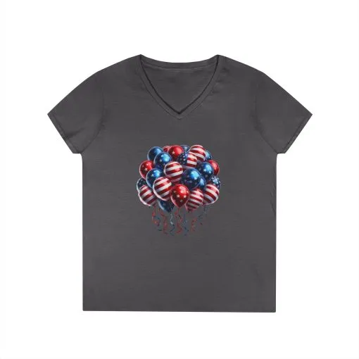 Patriotic Balloon V-Neck T-Shirt for Independence Day - Image 9