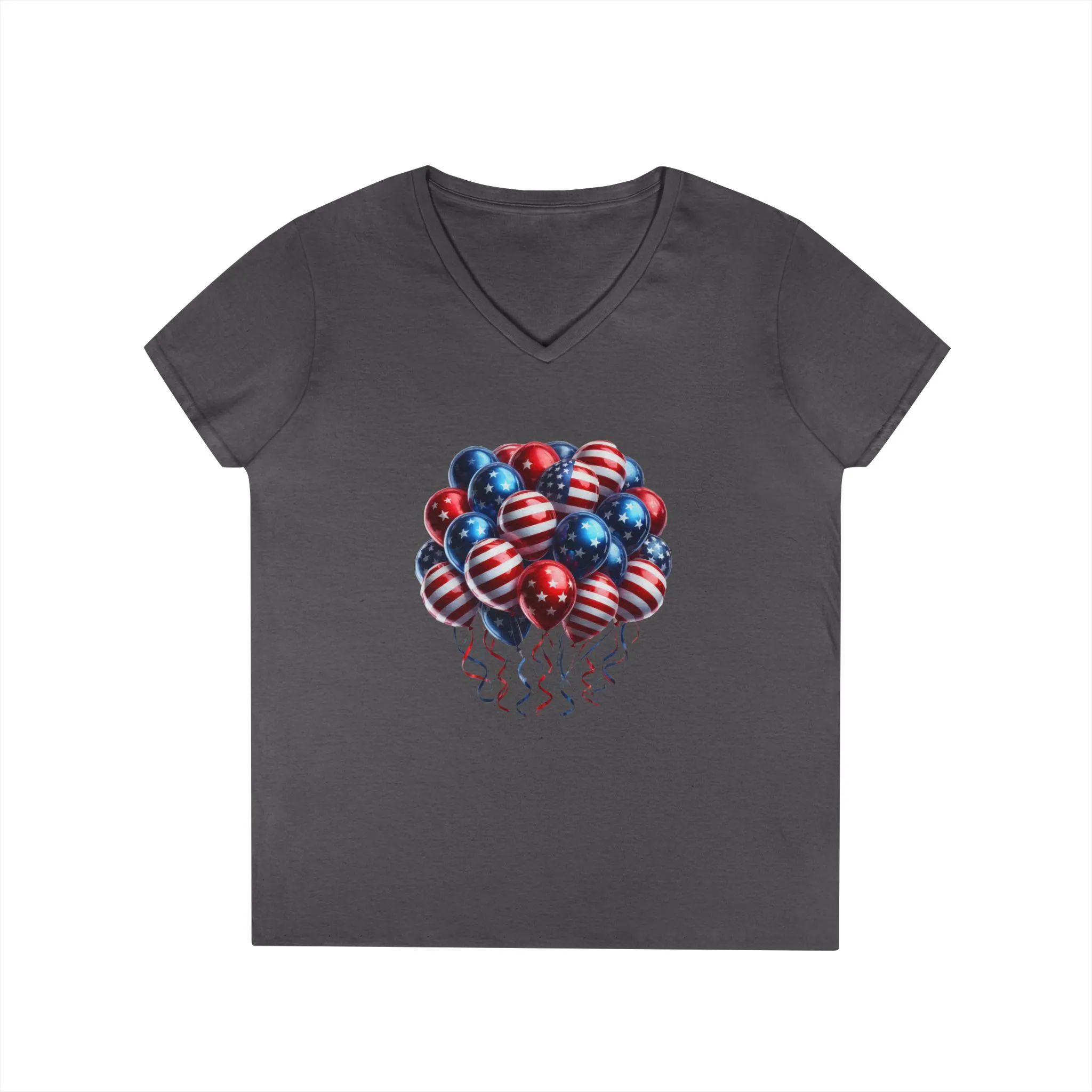 Patriotic Balloon V-Neck T-Shirt for Independence Day - Image 9