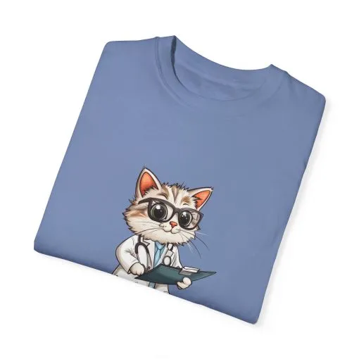 Funny Cat Doctor Unisex Garment-Dyed T-Shirt - Image 41