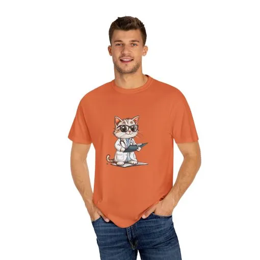 Funny Cat Doctor Unisex Garment-Dyed T-Shirt - Image 30
