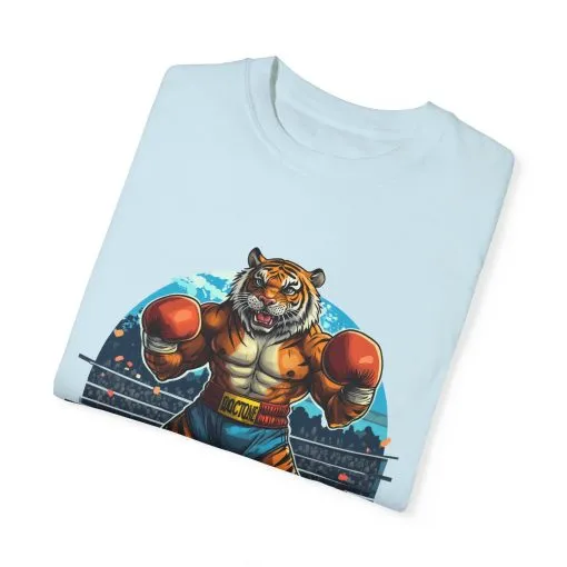 Boxing Tiger Unisex Garment-Dyed T-shirt | Sporty, Bold Graphic Tee for Animal Lovers - Image 2