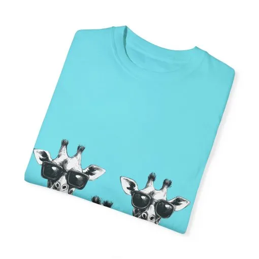 Cool Giraffe Sunglasses Unisex Garment-Dyed T-shirt - Image 18