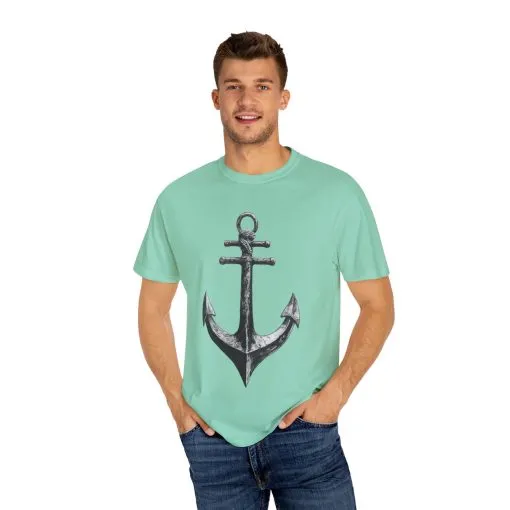 Nautical Anchor Unisex Garment-Dyed T-shirt | Casual Marine Style Wear - Image 15