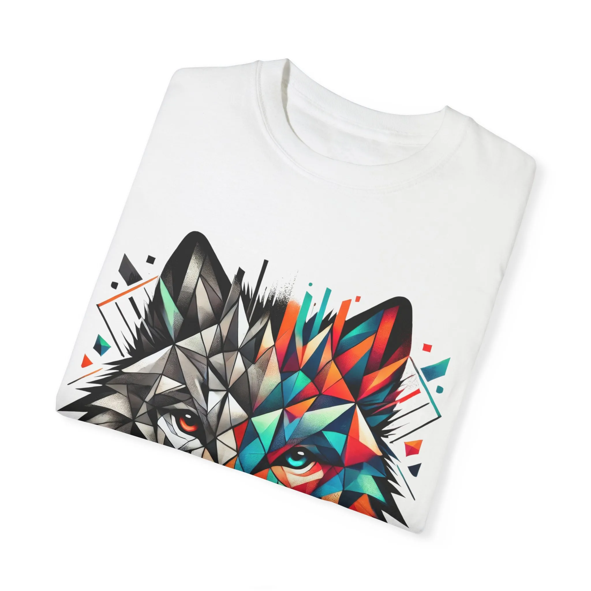 Vibrant Wolf Design Unisex Garment-Dyed T-Shirt - Colorful Art Tee - Image 6