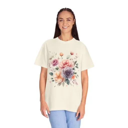 Floral Garden Unisex Garment-Dyed T-Shirt | Soft and Stylish Tee for Spring and Summer Occasions - Image 7