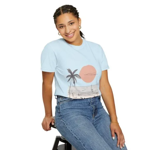 Sunset Beach Vibe Unisex Garment-Dyed T-Shirt - Image 20