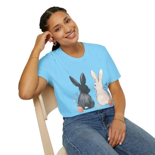 Cute Bunny Love Unisex Softstyle T-Shirt for Easter Celebrations - Image 35