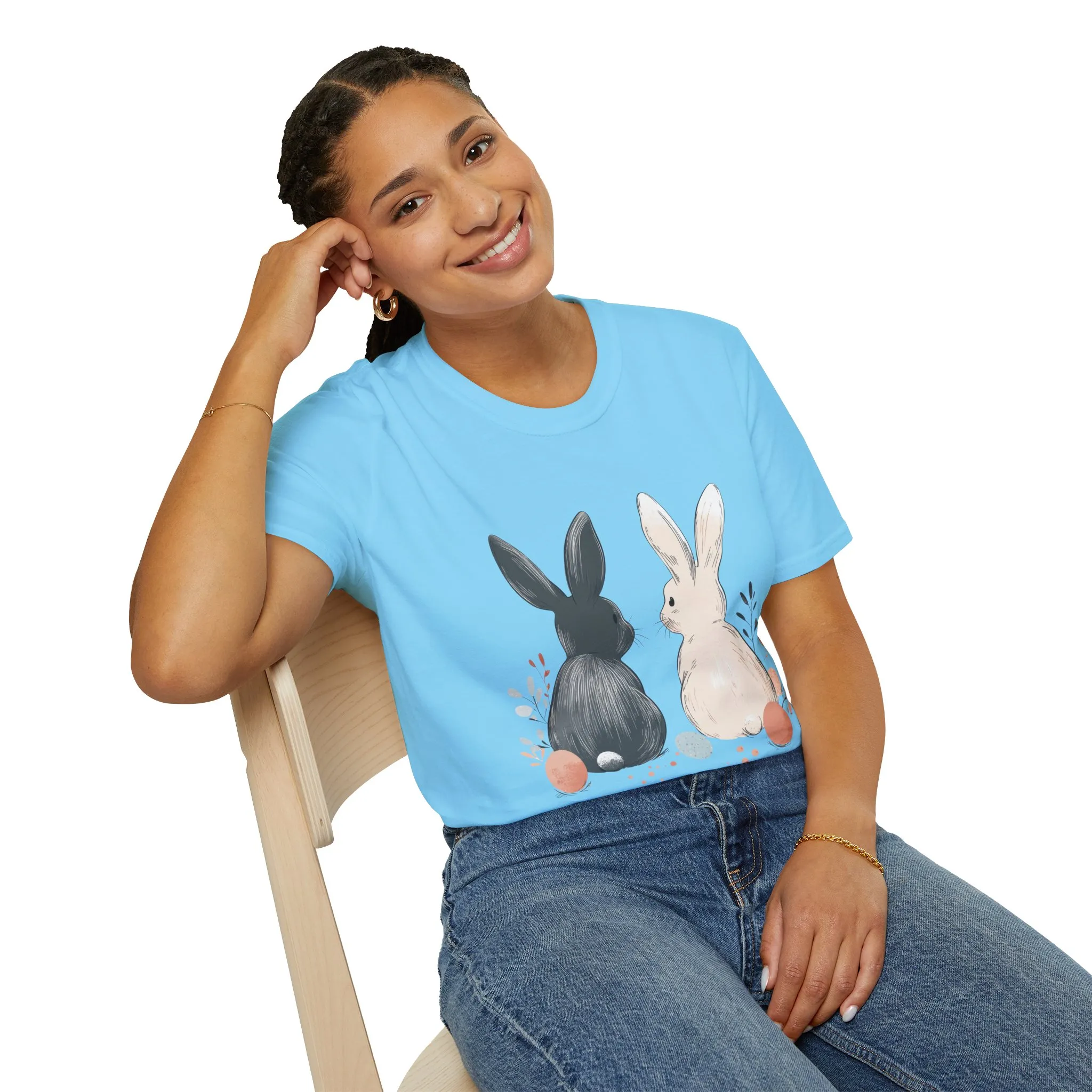 Cute Bunny Love Unisex Softstyle T-Shirt for Easter Celebrations - Image 35