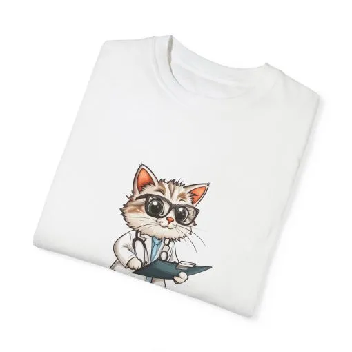 Funny Cat Doctor Unisex Garment-Dyed T-Shirt - Image 6