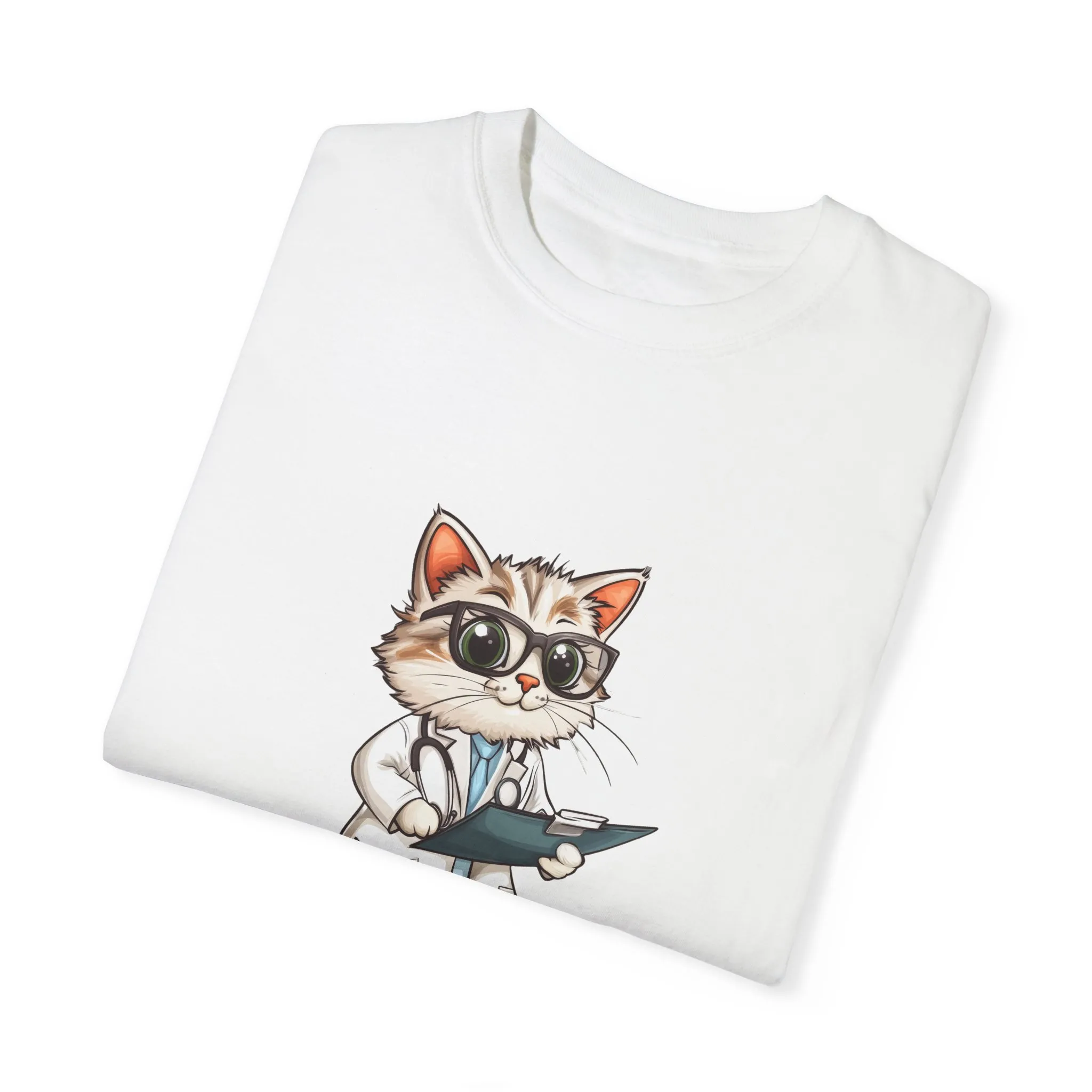 Funny Cat Doctor Unisex Garment-Dyed T-Shirt - Image 6