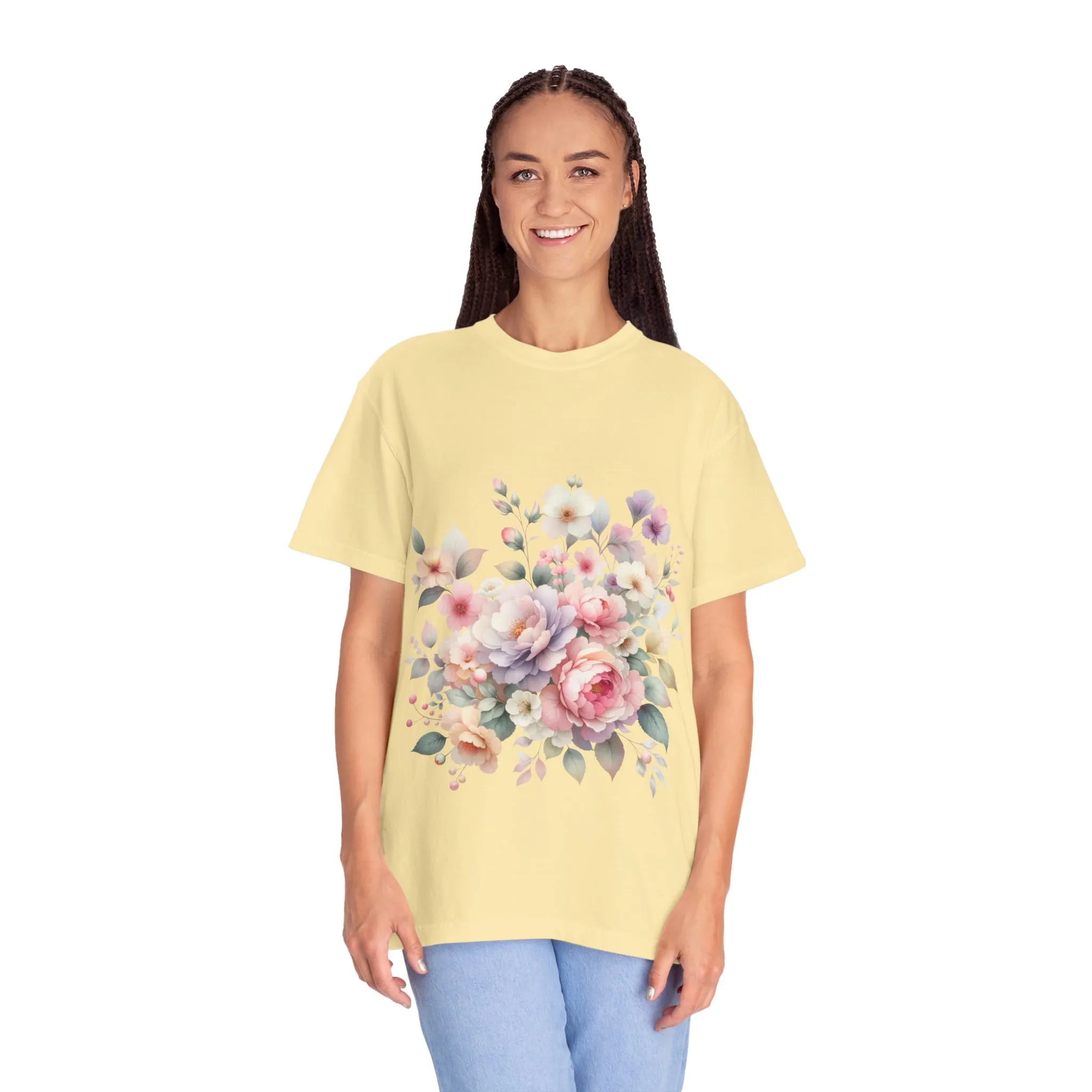 Floral Bliss Women's Garment-Dyed T-Shirt – Perfect for Spring Celebrations and Everyday Wear - Image 15
