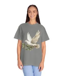 Serene Dove Unisex Garment-Dyed T-Shirt - Peaceful Nature Design
