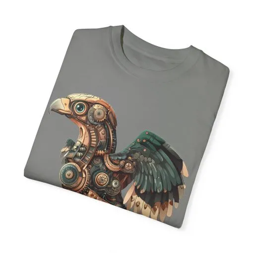 Steampunk Mechanical Bird Unisex Garment-Dyed T-Shirt - Image 38