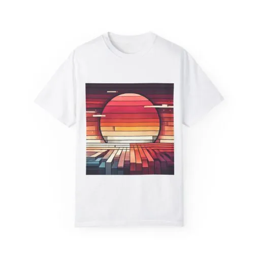 Retro Sunset Piano Unisex Garment-Dyed T-Shirt - Image 5