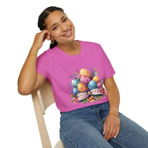 Easter Floral Eggs Unisex Softstyle T-Shirt - Image 56