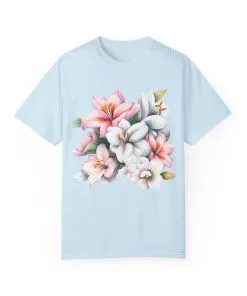 Floral Elegance Unisex Garment-Dyed T-Shirt - Perfect for Spring Celebrations