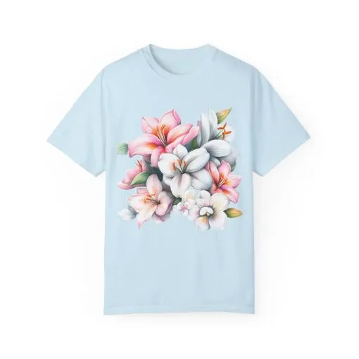 Floral Elegance Unisex Garment-Dyed T-Shirt - Perfect for Spring Celebrations