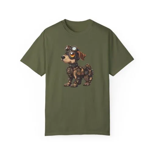 Steampunk Dog Unisex Garment-Dyed T-Shirt - Image 21