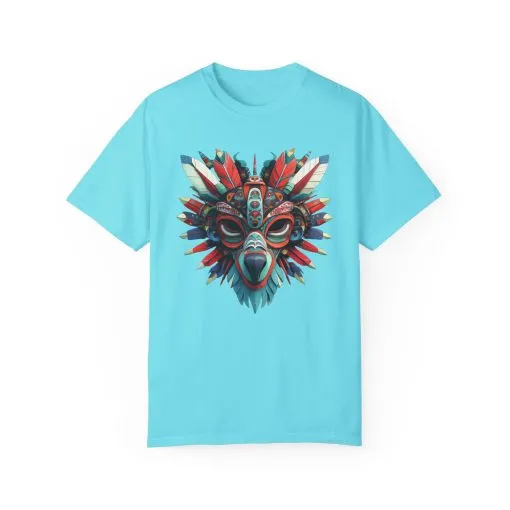 Vibrant Tribal Mask Unisex Garment-Dyed T-Shirt | Unique Festival Fashion - Image 21