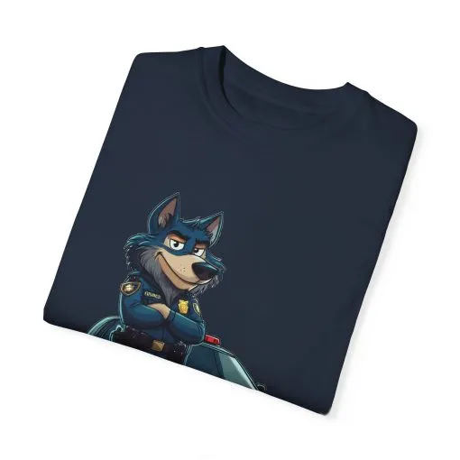 Cute Cartoon Police Dog T-Shirt - Unisex Garment-Dyed Tee - Image 42