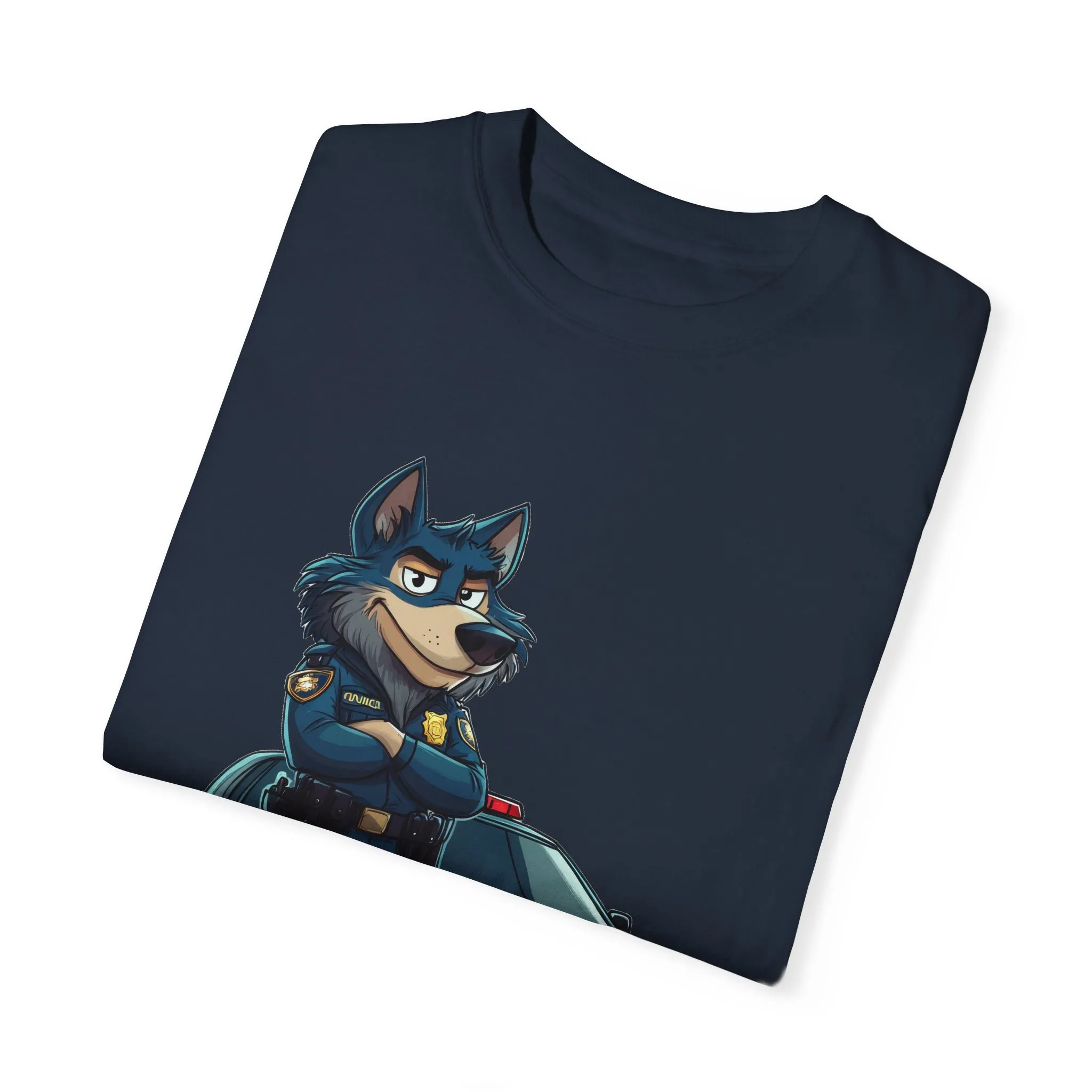 Cute Cartoon Police Dog T-Shirt - Unisex Garment-Dyed Tee - Image 42