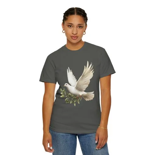 Serene Dove Unisex Garment-Dyed T-Shirt - Peaceful Nature Design - Image 15