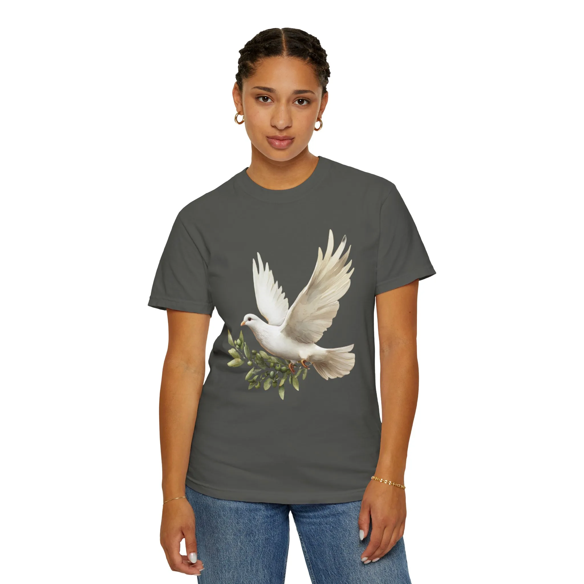 Serene Dove Unisex Garment-Dyed T-Shirt - Peaceful Nature Design - Image 15