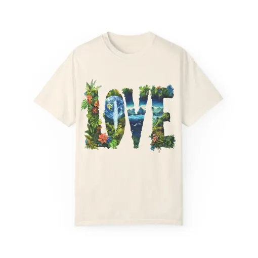 Garment-Dyed Love T-Shirt | Nature-Inspired Unisex Tee - Image 5