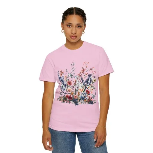 Floral Garden Unisex Garment-Dyed T-Shirt - Nature-Inspired Design - Image 36