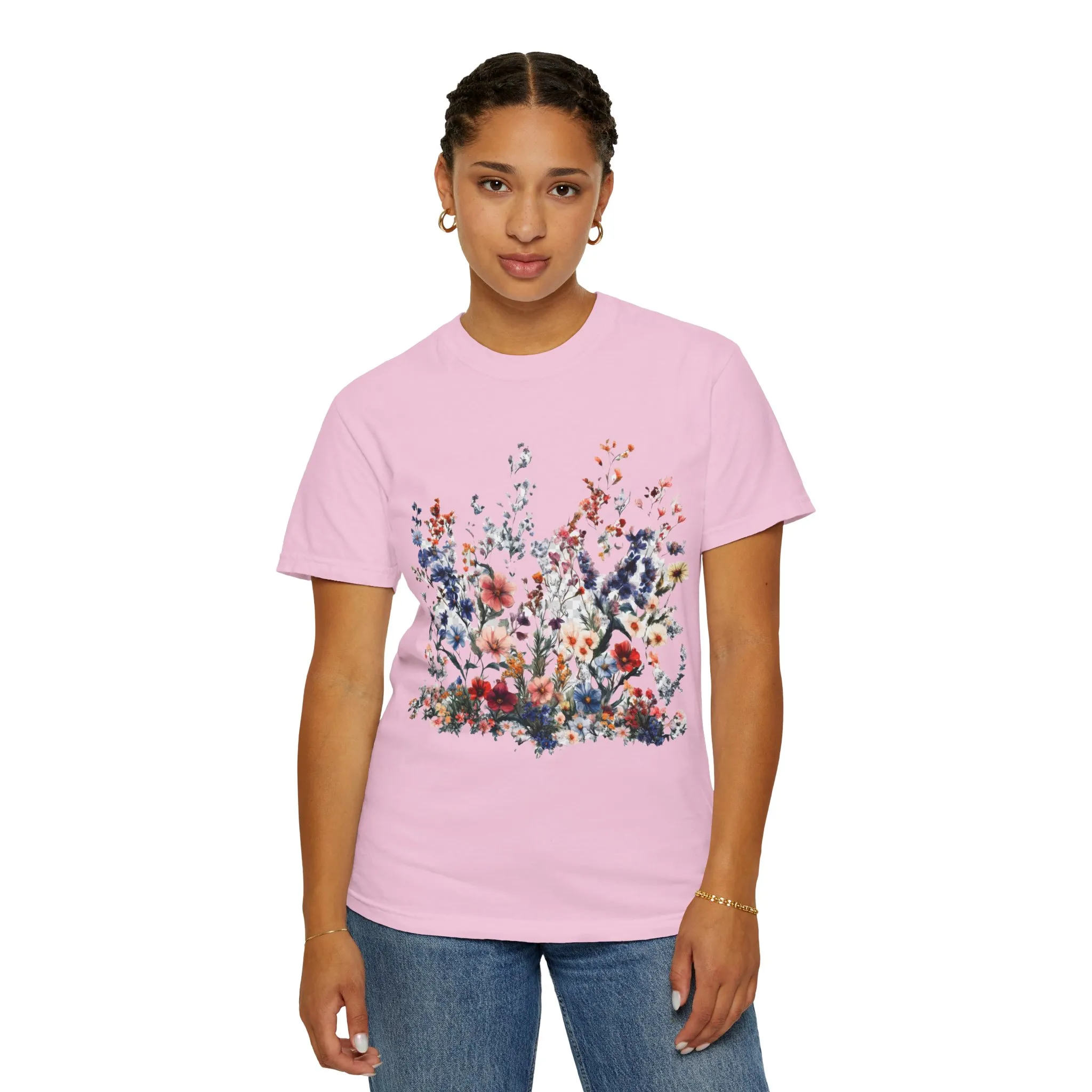 Floral Garden Unisex Garment-Dyed T-Shirt - Nature-Inspired Design - Image 36
