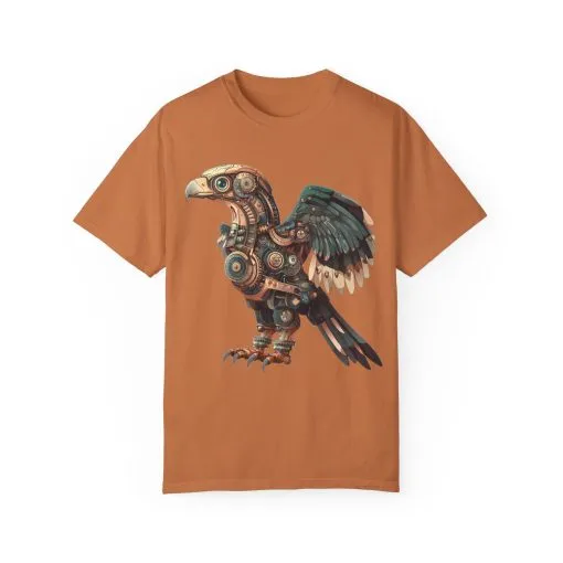 Steampunk Mechanical Bird Unisex Garment-Dyed T-Shirt - Image 13