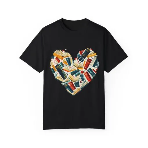 Book Lover's Heart Unisex Garment-Dyed T-Shirt - Image 29