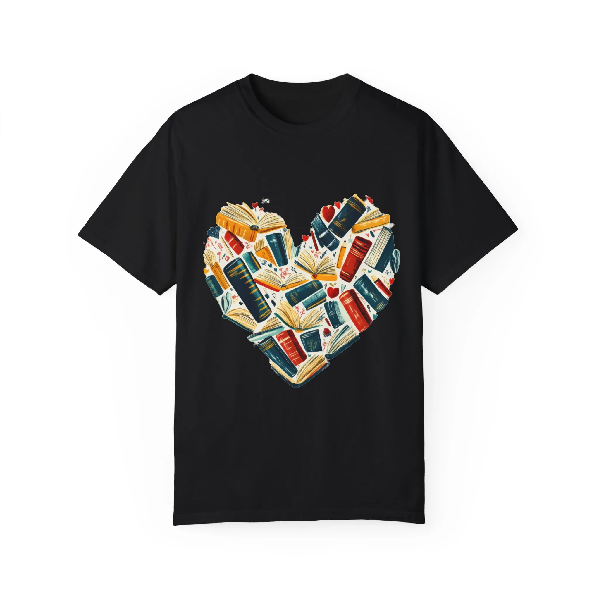 Book Lover's Heart Unisex Garment-Dyed T-Shirt - Image 29
