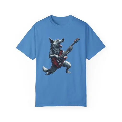Rocking Wolf Unisex Garment-Dyed T-Shirt - Music Lover's Tee - Image 21